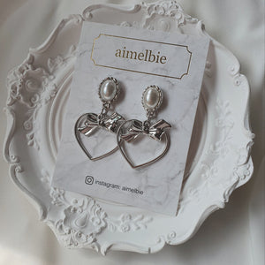 Sweet Heart Earrings - Silver (Kep1er Yeseo, Mashiro, Dreamcatcher Handong Earrings)