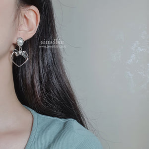 Sweet Heart Earrings - Silver (Kep1er Yeseo, Mashiro, Dreamcatcher Handong Earrings)