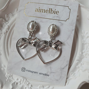 Sweet Heart Earrings - Silver (Kep1er Yeseo, Mashiro, Dreamcatcher Handong Earrings)