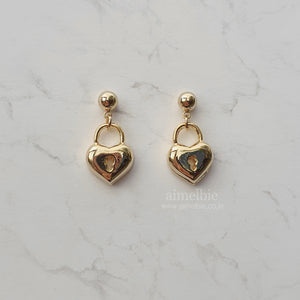 Gold Heart Lock Earrings (Ive Yujin, Ive Rei, Billlie Sheon Earrings)