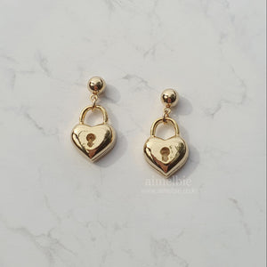 Gold Heart Lock Earrings (Ive Yujin, Ive Rei, Billlie Sheon Earrings)