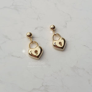 Gold Heart Lock Earrings (Ive Yujin, Ive Rei, Billlie Sheon Earrings)