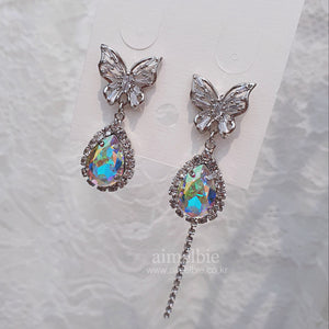 Rainbow Crystal Butterfly Earrings (Redvelvet Wendy Earrings)
