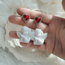 Load image into Gallery viewer, Baby Angel and Red Heart Earrings (Hyun-A Instagram Earrings)