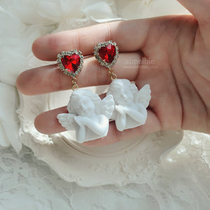 Baby Angel and Red Heart Earrings (Hyun-A Instagram Earrings)