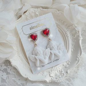 Baby Angel and Red Heart Earrings (Hyun-A Instagram Earrings)