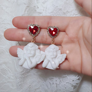 Baby Angel and Red Heart Earrings (Hyun-A Instagram Earrings)