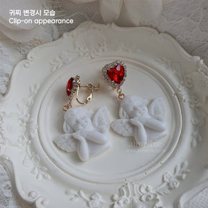 Baby Angel and Red Heart Earrings (Hyun-A Instagram Earrings)