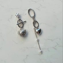 Load image into Gallery viewer, Heart and Chain Earrings - Silver