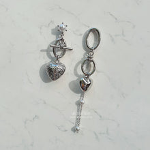 Load image into Gallery viewer, Heart and Chain Earrings - Silver