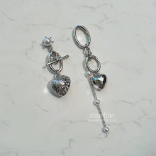 Load image into Gallery viewer, Heart and Chain Earrings - Silver