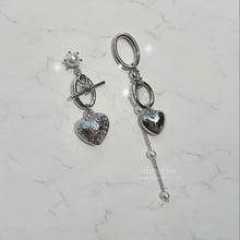 Load image into Gallery viewer, Heart and Chain Earrings - Silver