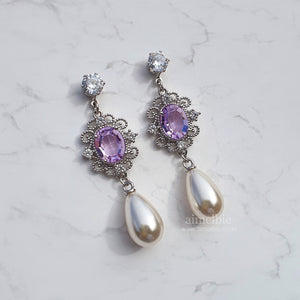 Violet Jewel Princess Earrings - Simple