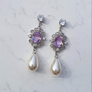 Violet Jewel Princess Earrings - Simple