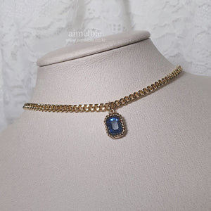 City Women Gold Chain Choker - Light Sapphire