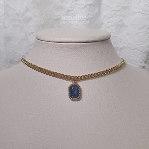 City Women Gold Chain Choker - Light Sapphire
