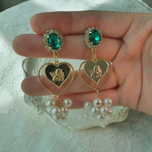 Load image into Gallery viewer, Emerald Baby Angel Earrings