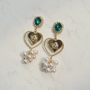 Emerald Baby Angel Earrings