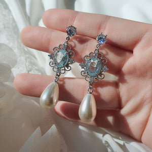 Aqua Jewel Princess Earrings - Simple (ITZY Yeji Earrings)