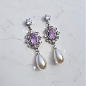 Violet Jewel Princess Earrings - Simple