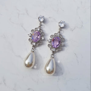 Violet Jewel Princess Earrings - Simple