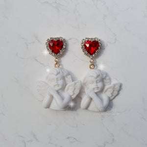 Baby Angel and Red Heart Earrings (Hyun-A Instagram Earrings)