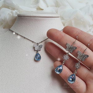 Dreamy Butterfly Semi-Choker Necklace - Light Blue (Oh My Girl Arin, Mamamoo Solar, STAYC Sieun, J Necklace)
