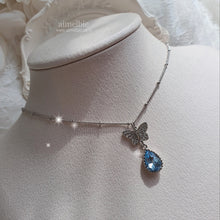 Load image into Gallery viewer, Dreamy Butterfly Semi-Choker Necklace - Light Blue (Oh My Girl Arin, Mamamoo Solar, STAYC Sieun Necklace)