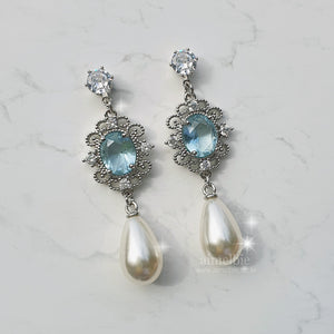 Aqua Jewel Princess Earrings - Simple (ITZY Yeji Earrings)