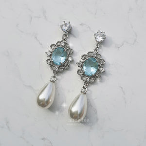 Aqua Jewel Princess Earrings - Simple (ITZY Yeji Earrings)