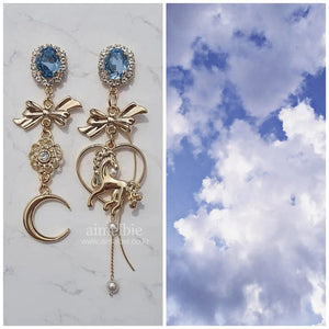 Pony and the Moon Earrings - Light Blue