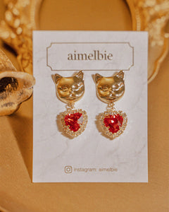 Melbie The Cat Series - Red Heart Earrings (Mamamoo Solar Earrings)