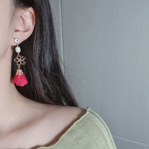 Pink-red Camelia Earrings
