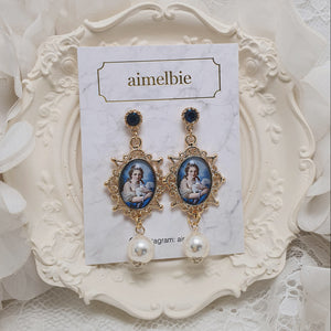 Classic Lady Oil Painting Earrings
