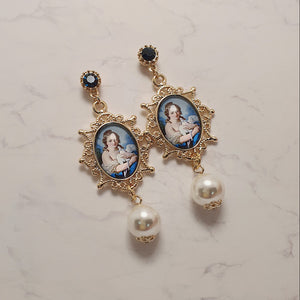 Classic Lady Oil Painting Earrings