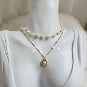 Elegant Layered Pearl Choker Necklace - Gold ver.