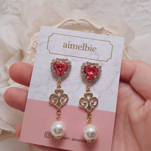 Load image into Gallery viewer, Rosepink Heart Princess Earrings