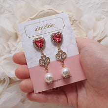 Load image into Gallery viewer, Rosepink Heart Princess Earrings