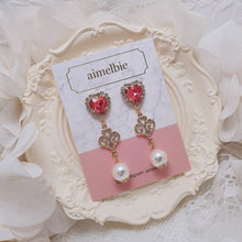 Load image into Gallery viewer, Rosepink Heart Princess Earrings