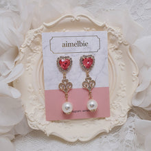Load image into Gallery viewer, Rosepink Heart Princess Earrings