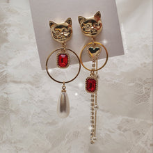 Load image into Gallery viewer, Melbie The Cat Series - Red Party Queen Earrings