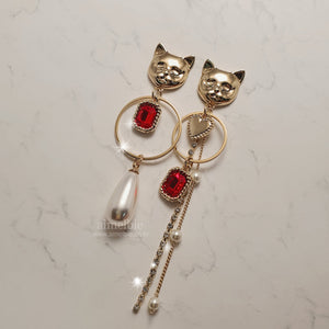 Melbie The Cat Series - Red Party Queen Earrings