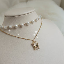 Load image into Gallery viewer, Kitty Layered Pearl Choker Necklace - Gold ver. (Kep1er Yujin Necklace)