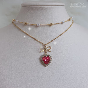 Rosepink Heart Princess Necklace (STAYC Seeun Necklace)