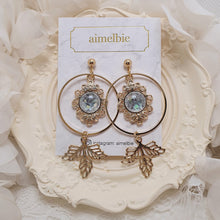 Load image into Gallery viewer, Gray and Gold Dreamcatcher Earrings