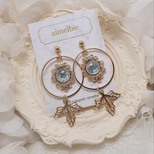 Load image into Gallery viewer, Gray and Gold Dreamcatcher Earrings