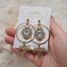 Load image into Gallery viewer, Gray and Gold Dreamcatcher Earrings