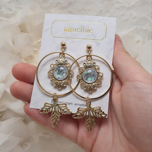 Gray and Gold Dreamcatcher Earrings
