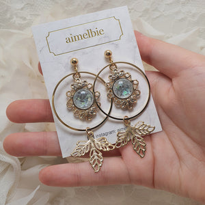 Gray and Gold Dreamcatcher Earrings