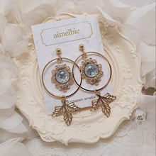 Load image into Gallery viewer, Gray and Gold Dreamcatcher Earrings